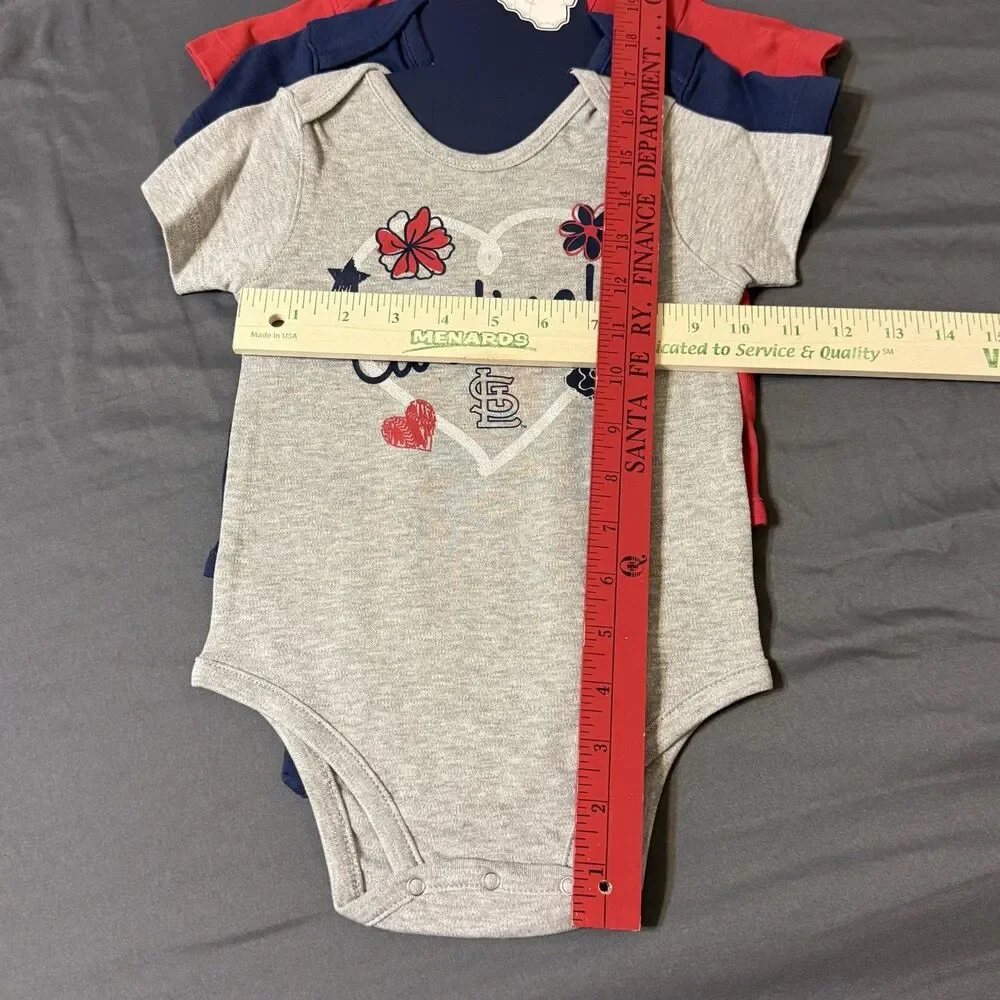 St Louis Cardinals Creeper Infant Girls 18 Months Set Of 3 Gray Blue Red MLB